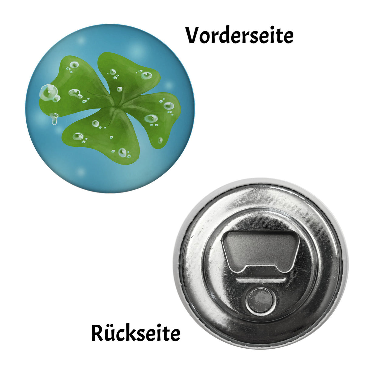 Kleeblatt Glücksbringer Magnet rund