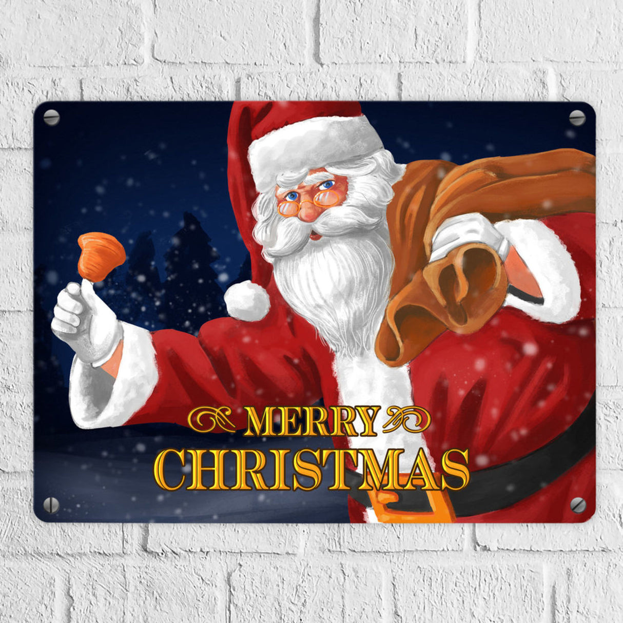 Frohe Weihnachten Weihnachtsmann Metallschild