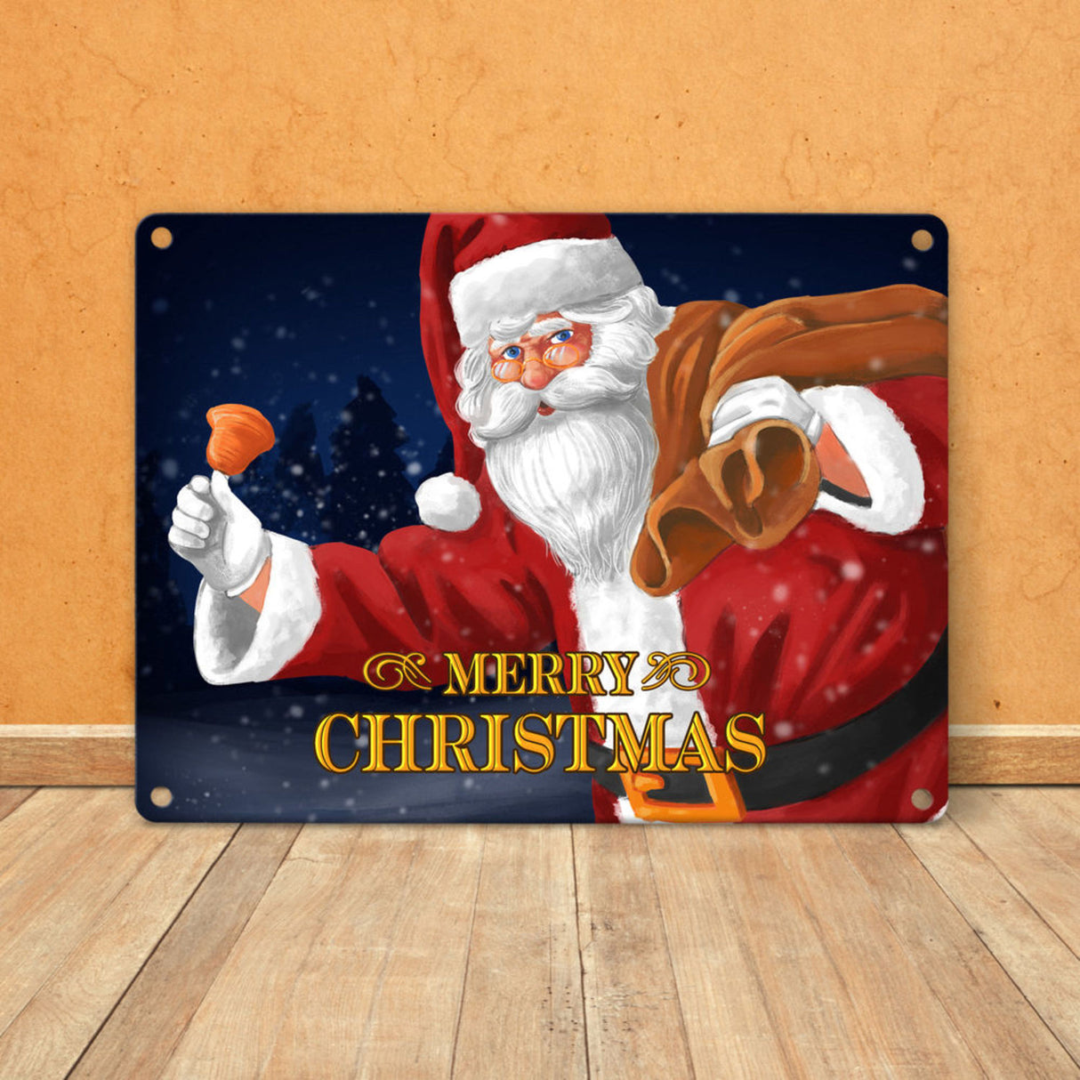 Frohe Weihnachten Weihnachtsmann Metallschild