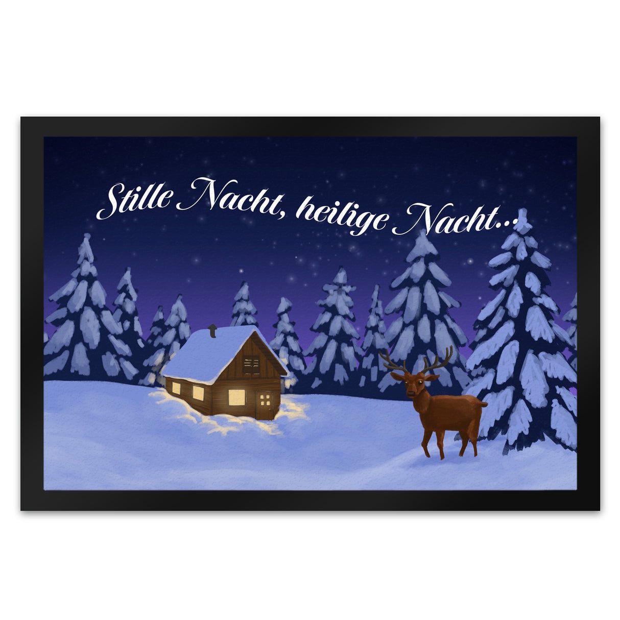 Schöne Winterlandschaft bei Nacht Fußmatte