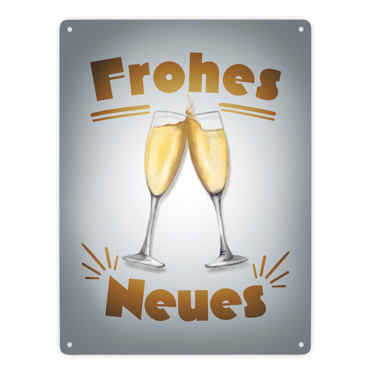 Sektgläser Prost Frohes Neues Metallschild