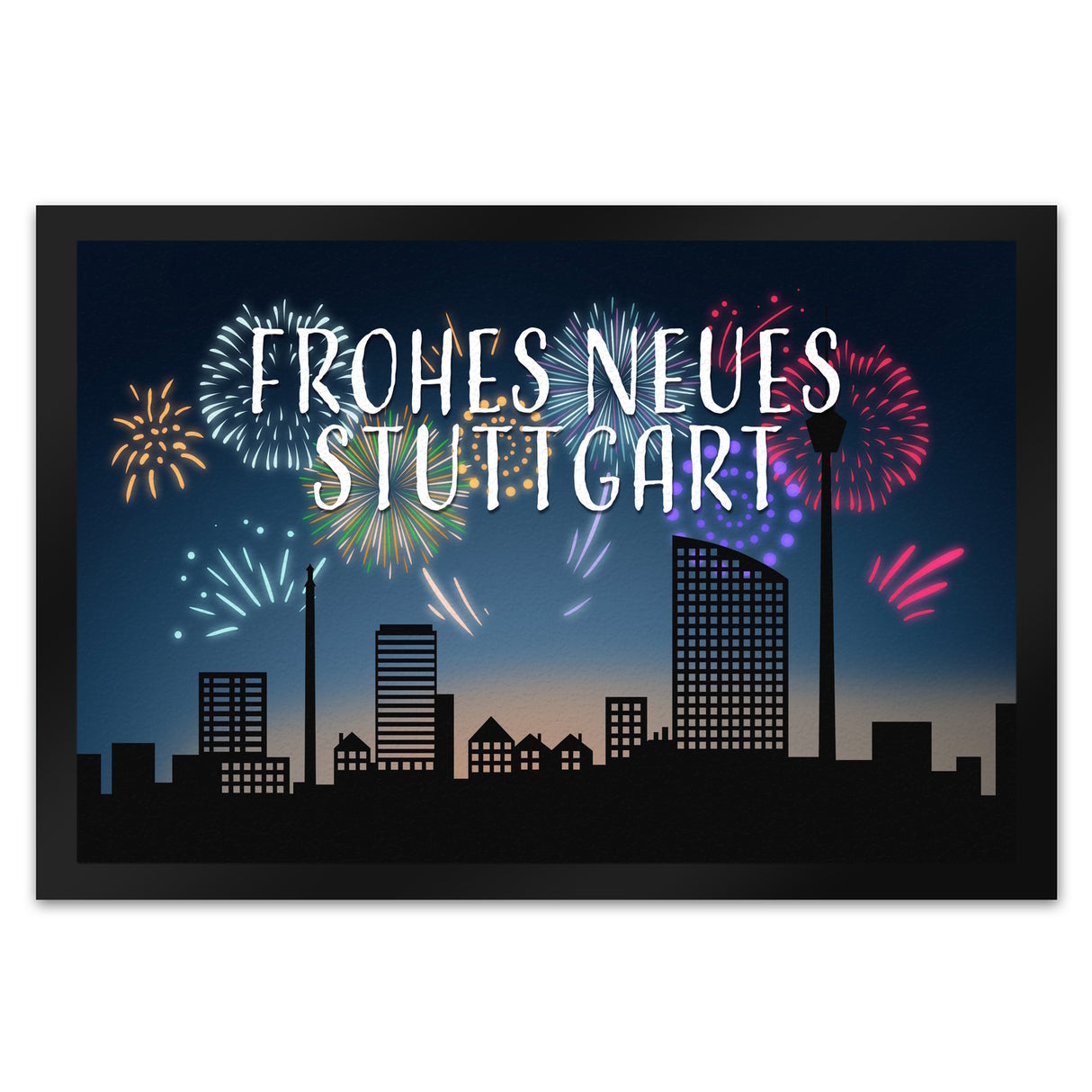 Frohes Neues Stuttgart Fußmatte in 35x50 cm