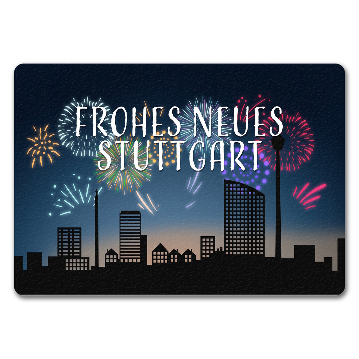 Frohes Neues Stuttgart Fußmatte in 35x50 cm