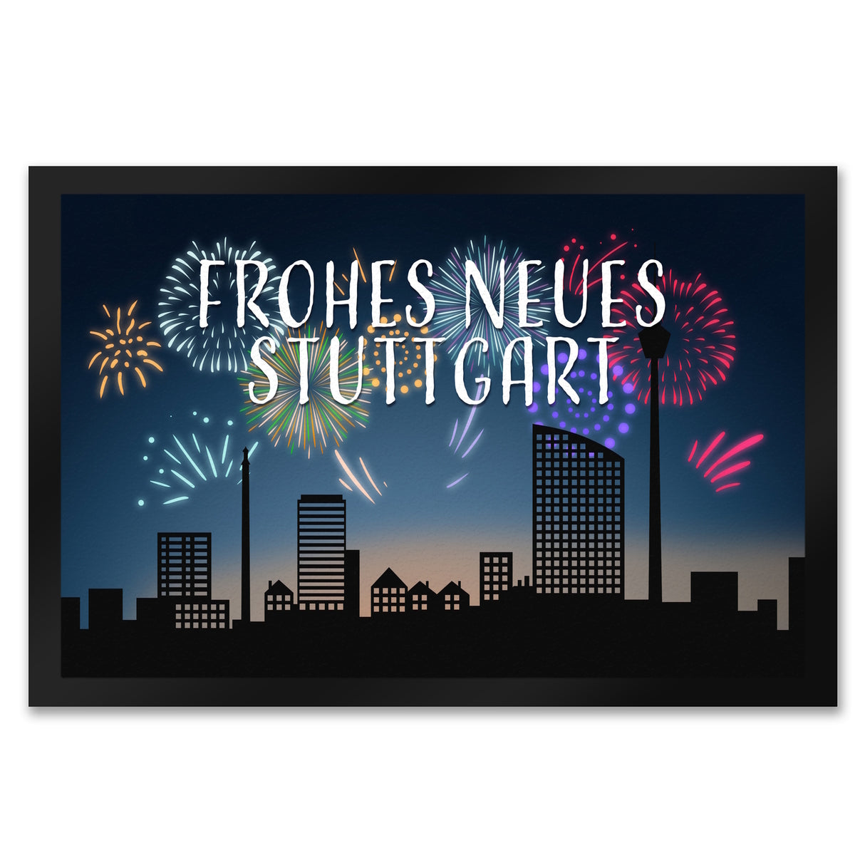 Frohes Neues Stuttgart Fußmatte in 35x50 cm