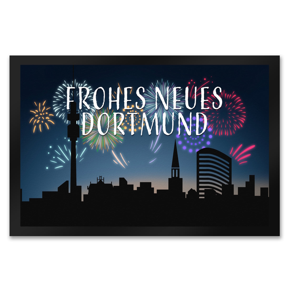 Frohes Neues Dortmund Fußmatte in 35x50 cm