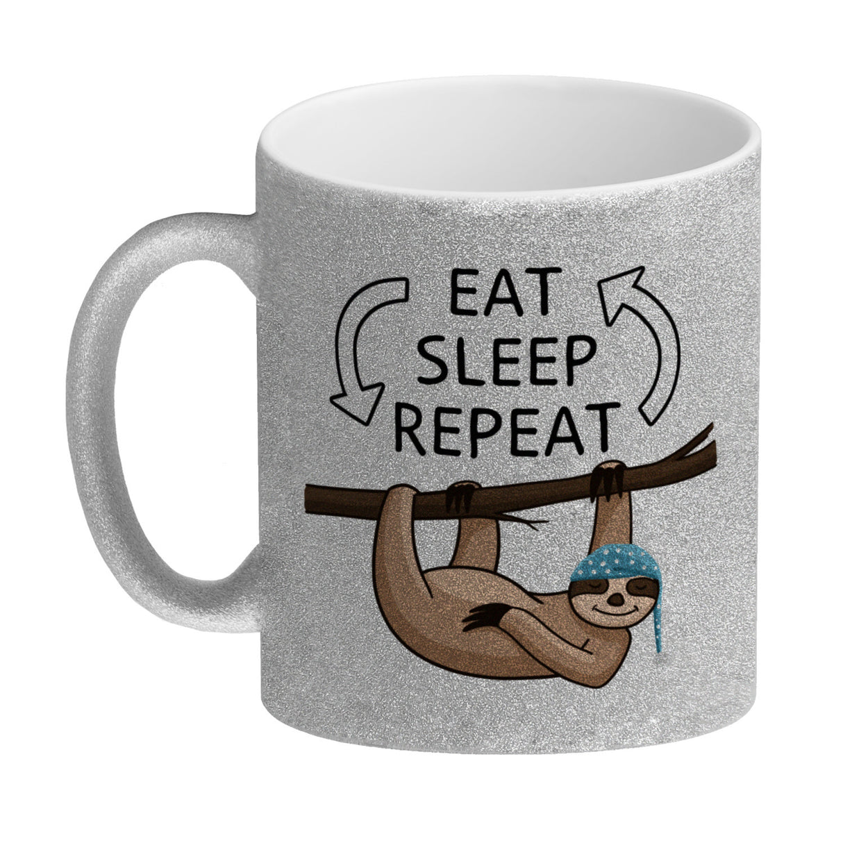 Eat sleep repeat Faultier Kaffeebecher