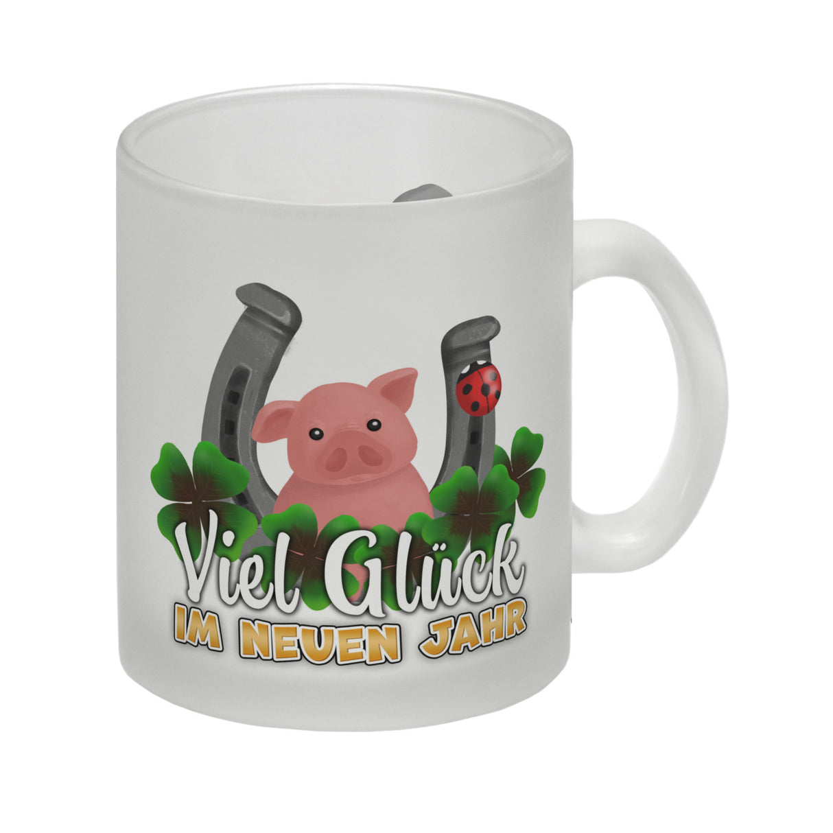 Viel Glück im neuen Jahr Kaffeebecher mit Glücksbringern