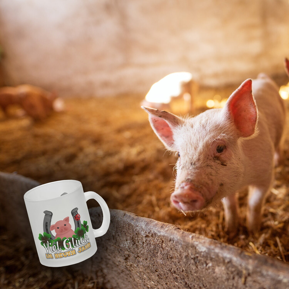 Viel Glück im neuen Jahr Kaffeebecher mit Glücksbringern