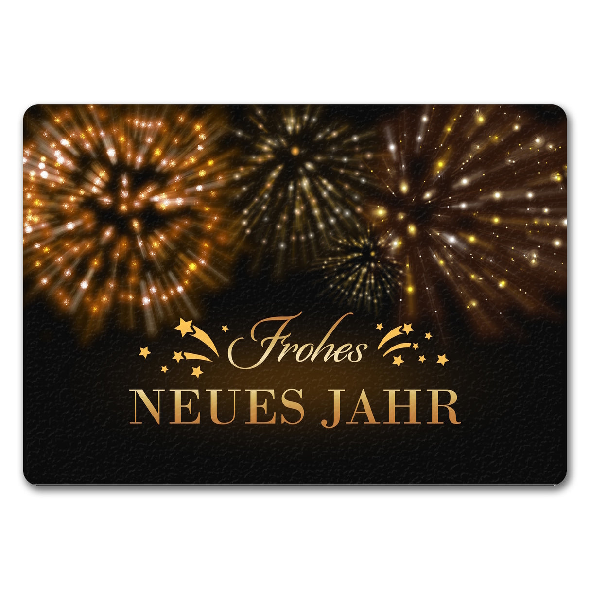 Frohes neues Jahr Fußmatte mit goldenem Feuerwerk