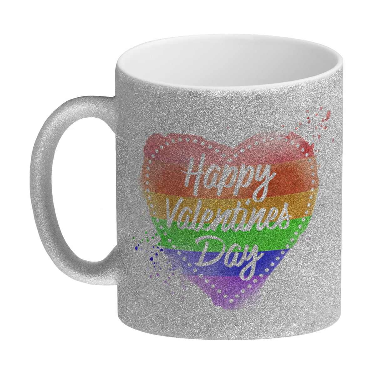 Happy Valentines Day Herz in regenbogenfarben Kaffeebecher