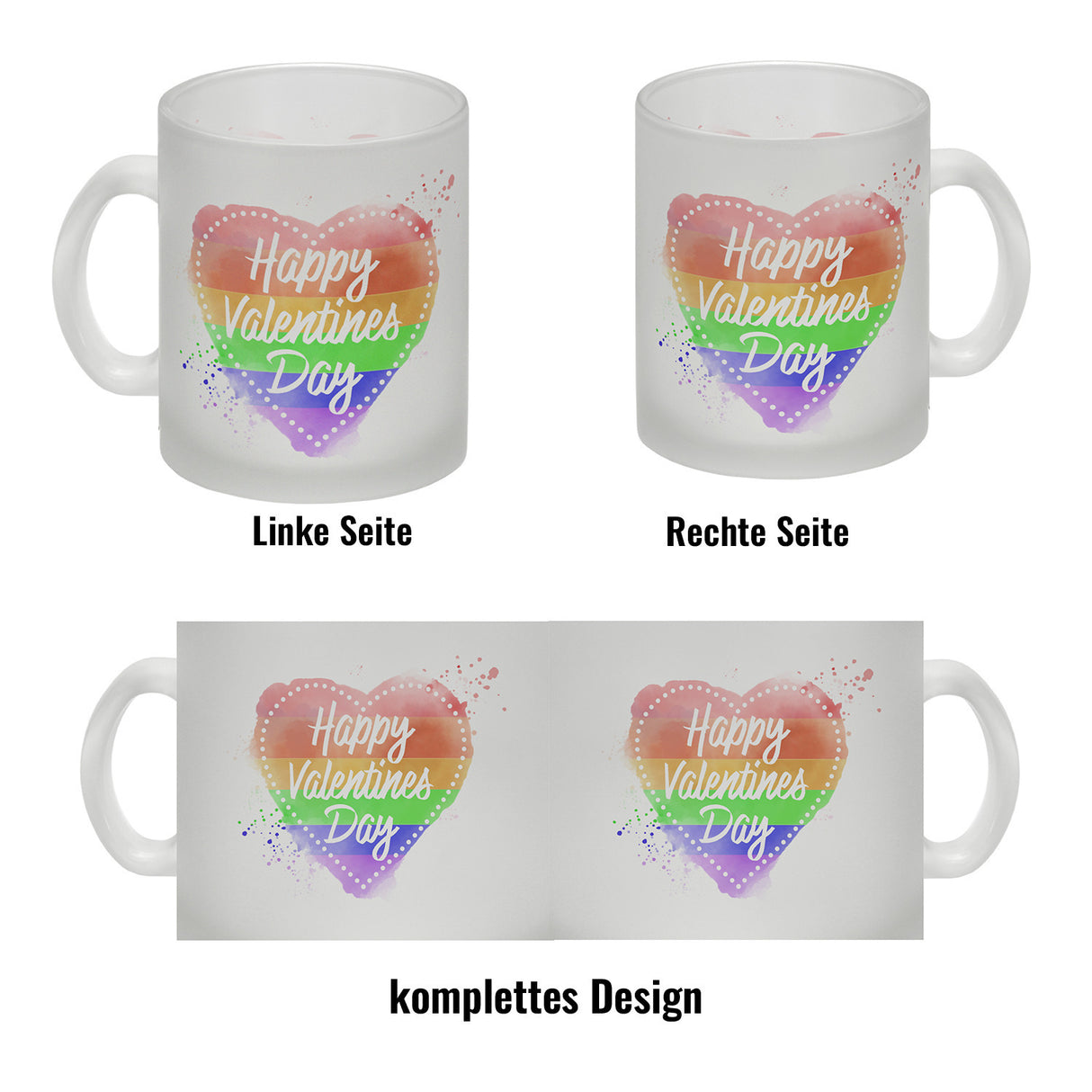 Happy Valentines Day Herz in regenbogenfarben Kaffeebecher