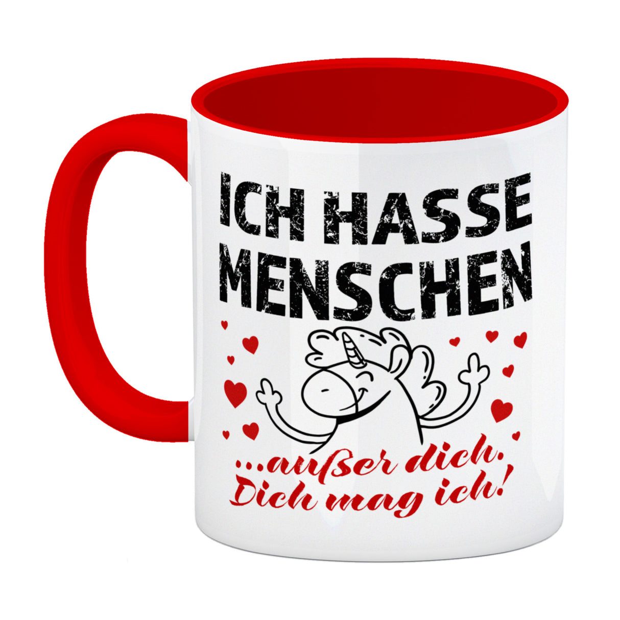 Ich hasse Menschen - außer dich Einhorn Valentinstag Kaffeebecher