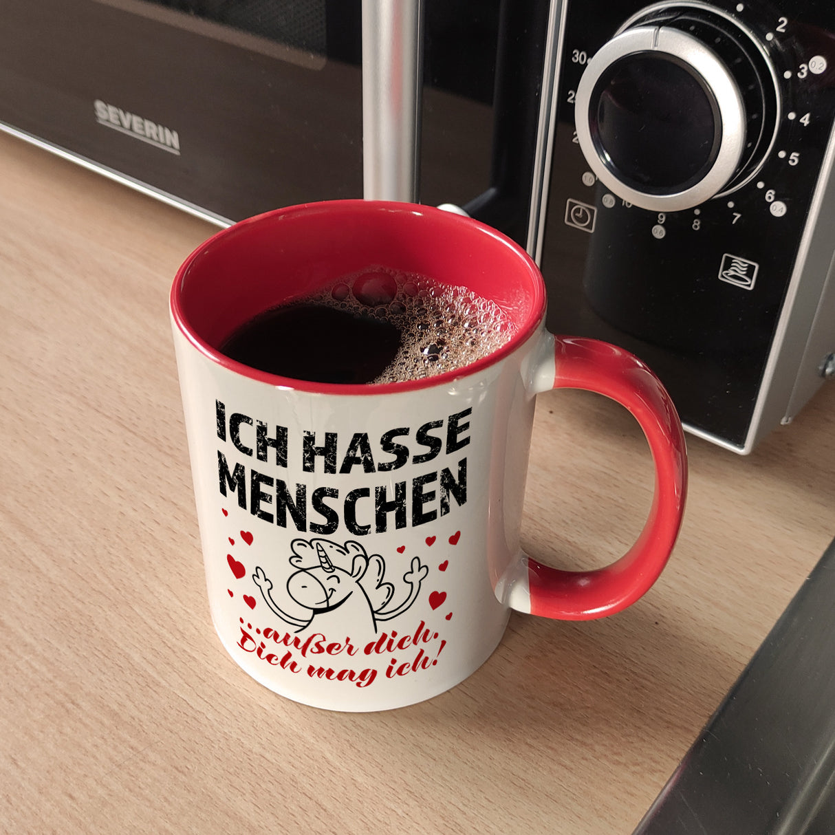 Ich hasse Menschen - außer dich Einhorn Valentinstag Kaffeebecher