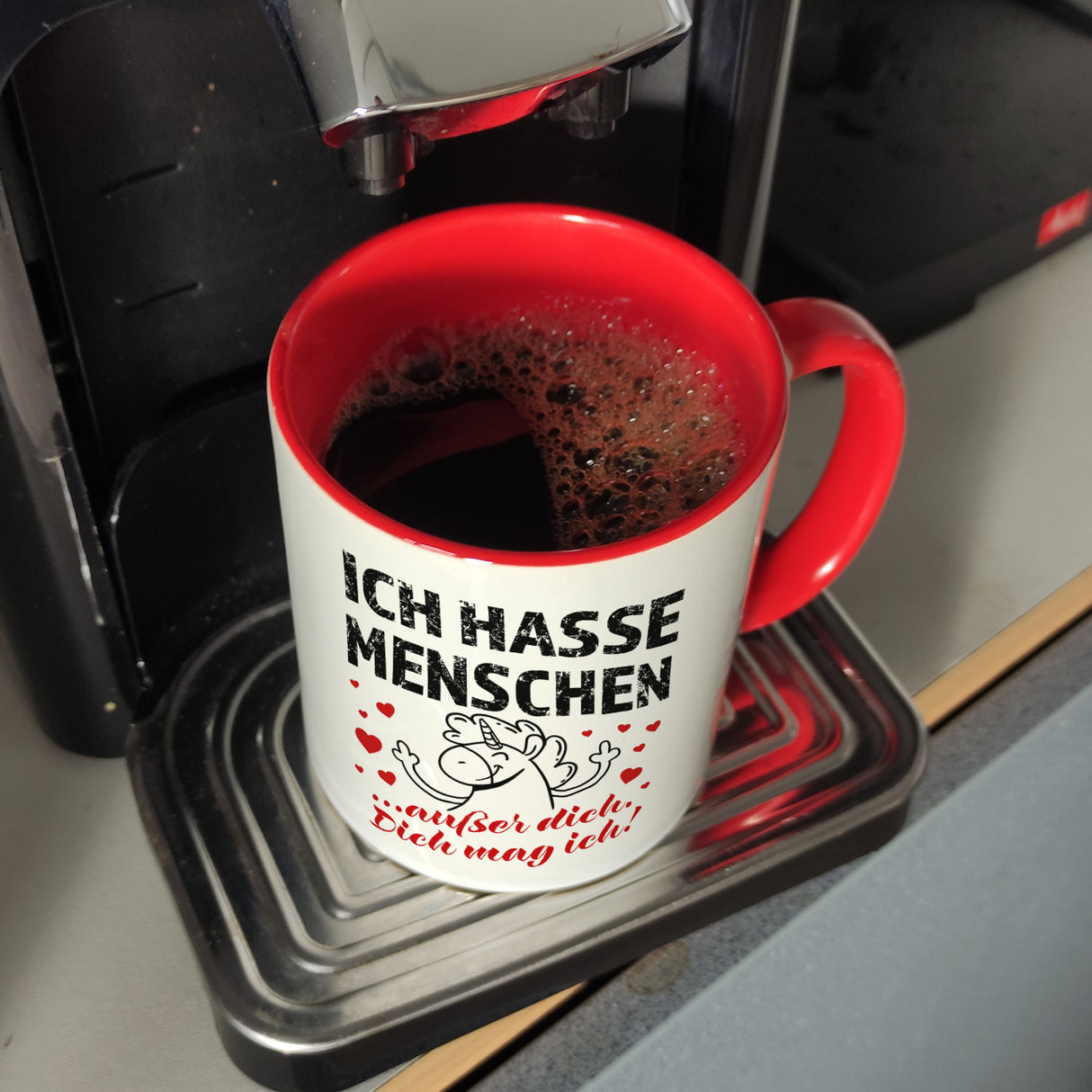 Ich hasse Menschen - außer dich Einhorn Valentinstag Kaffeebecher