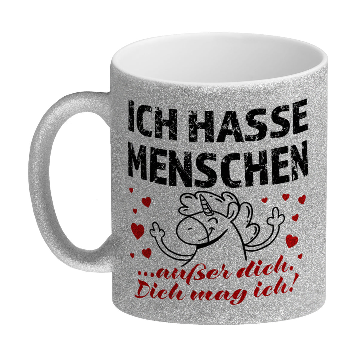 Ich hasse Menschen - außer dich Einhorn Valentinstag Kaffeebecher