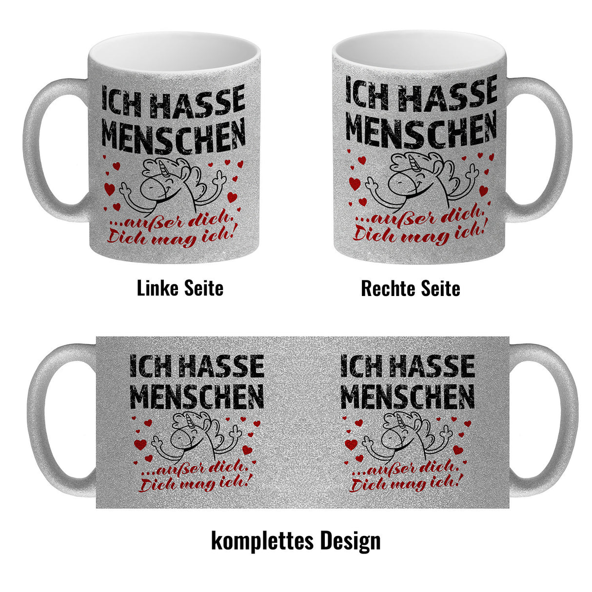 Ich hasse Menschen - außer dich Einhorn Valentinstag Kaffeebecher