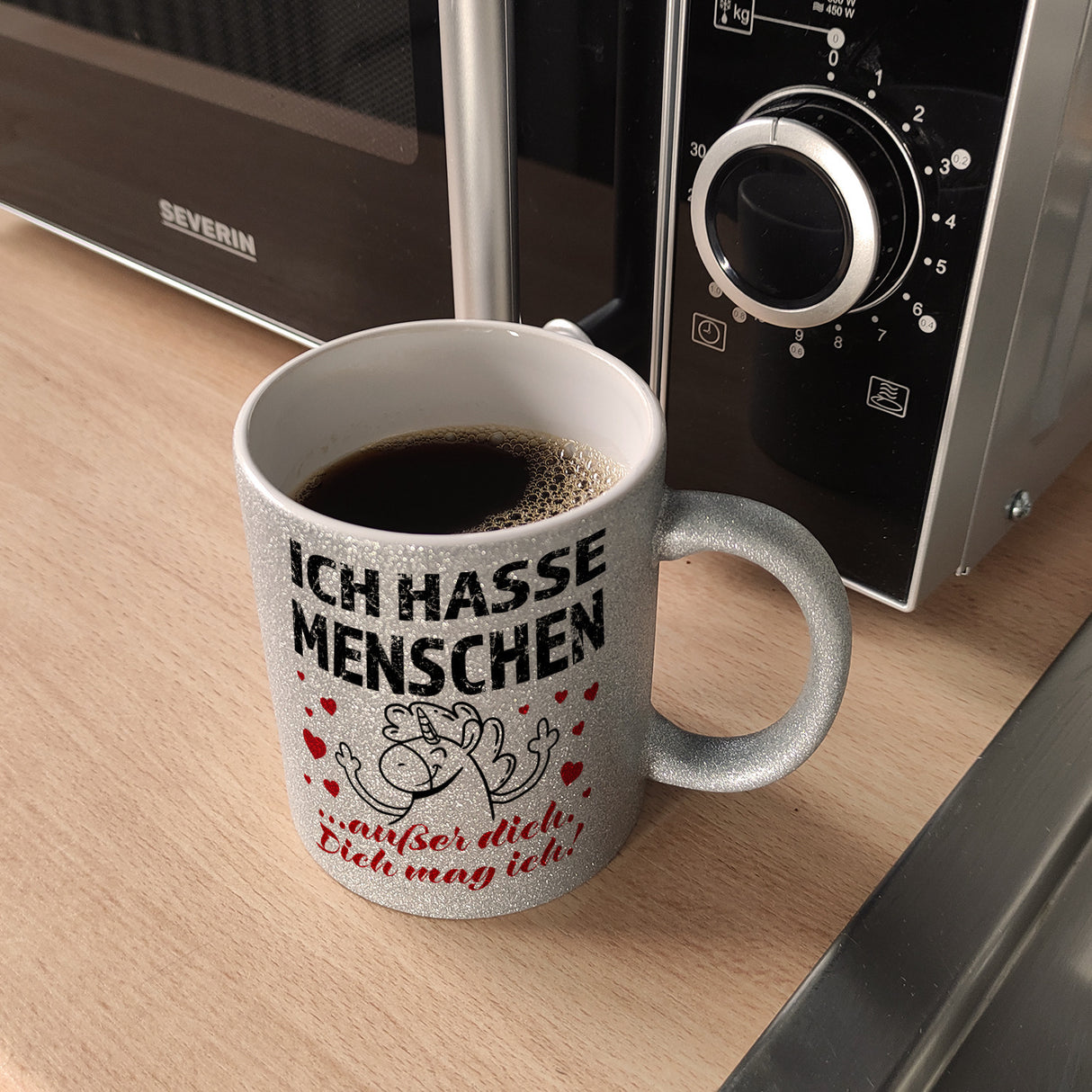 Ich hasse Menschen - außer dich Einhorn Valentinstag Kaffeebecher