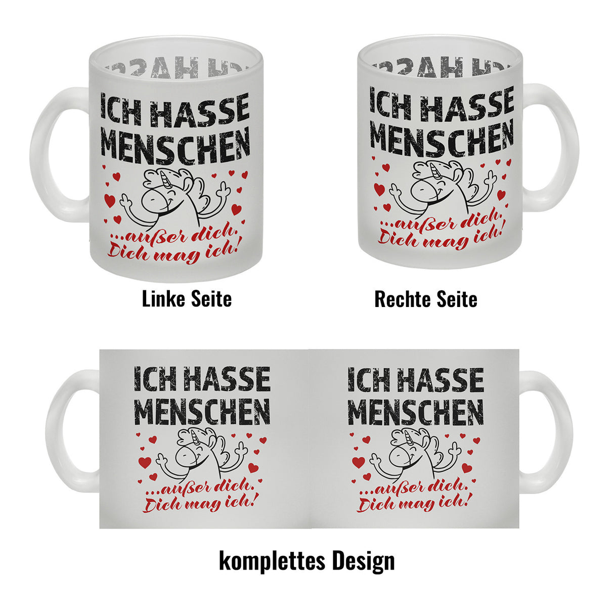 Ich hasse Menschen - außer dich Einhorn Valentinstag Kaffeebecher