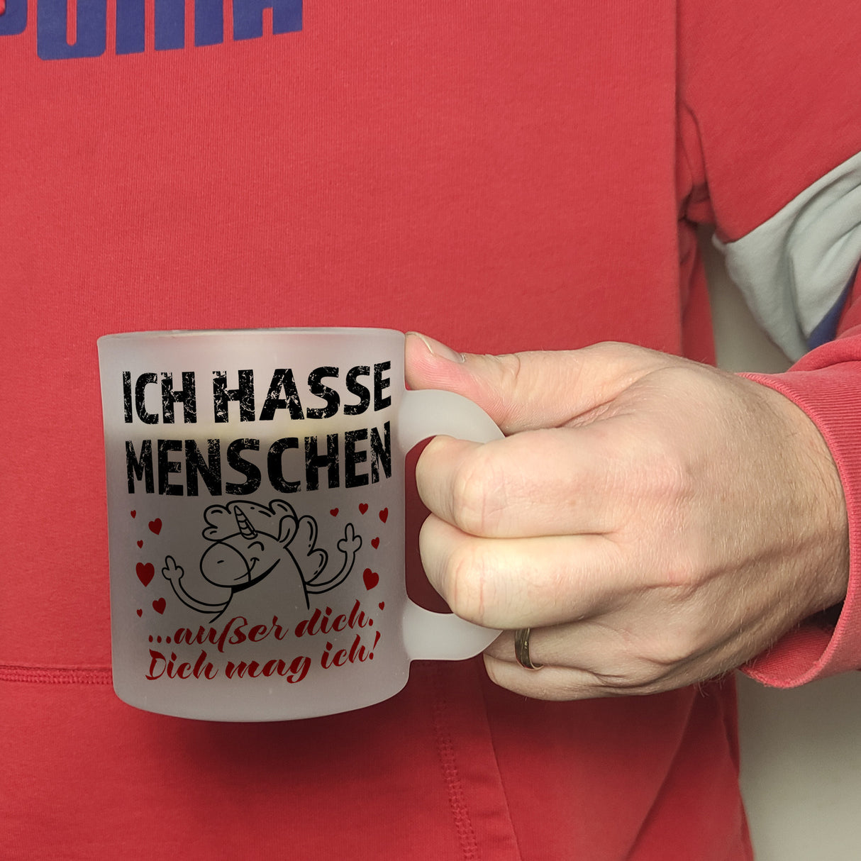 Ich hasse Menschen - außer dich Einhorn Valentinstag Kaffeebecher