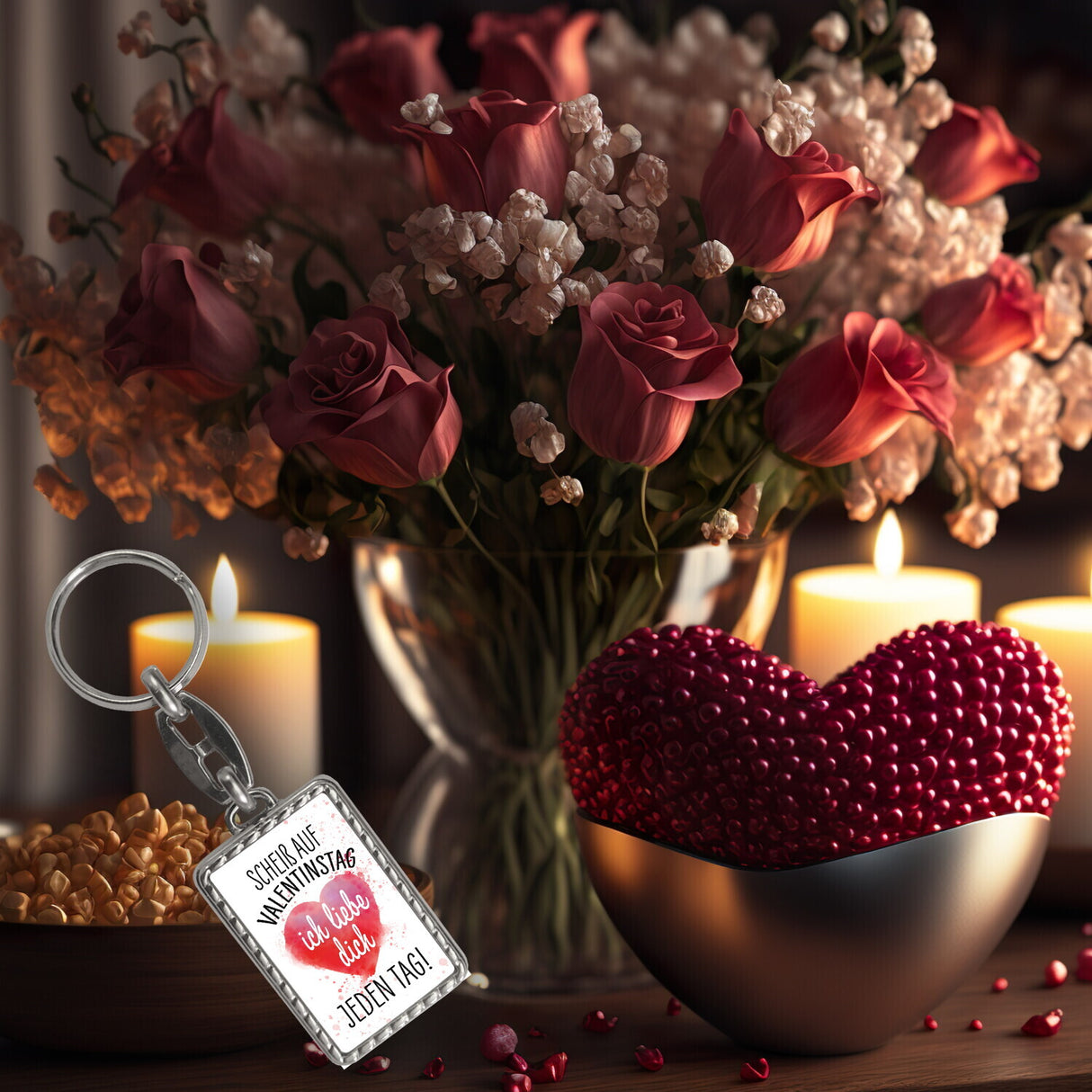Scheiß auf Valentinstag ich liebe dich jeden Tag Schlüsselanhänger