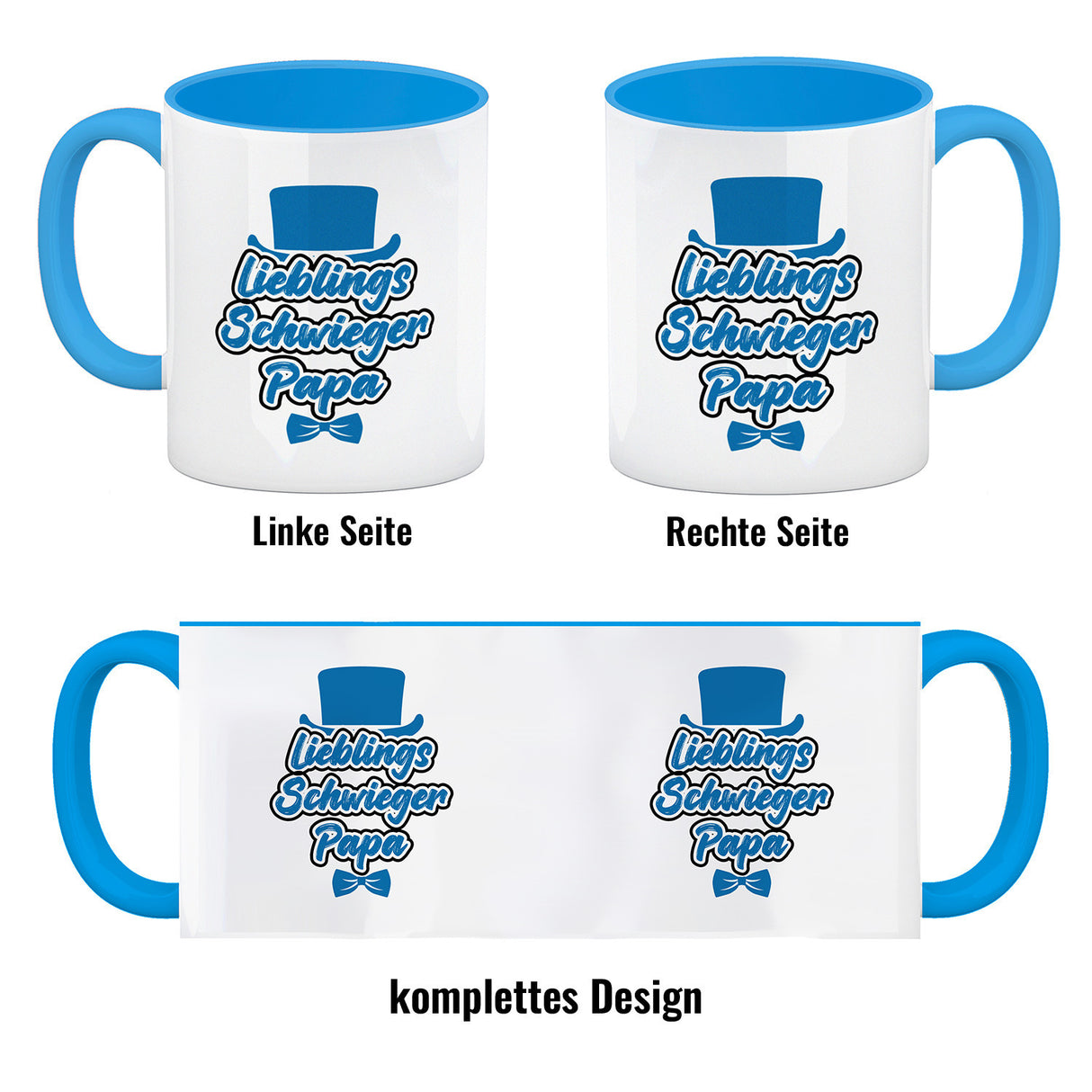 Lieblingsschwiegerpapa Kaffeebecher - Mit Zylinder und Fliege als Geburtstagsgeschenk