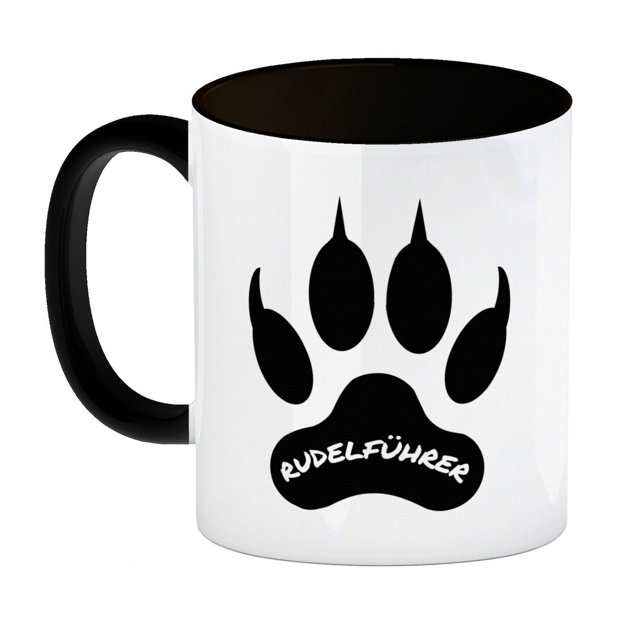 Rudelführer Pfotenabdruck Kaffeebecher mit Wolf Motiv