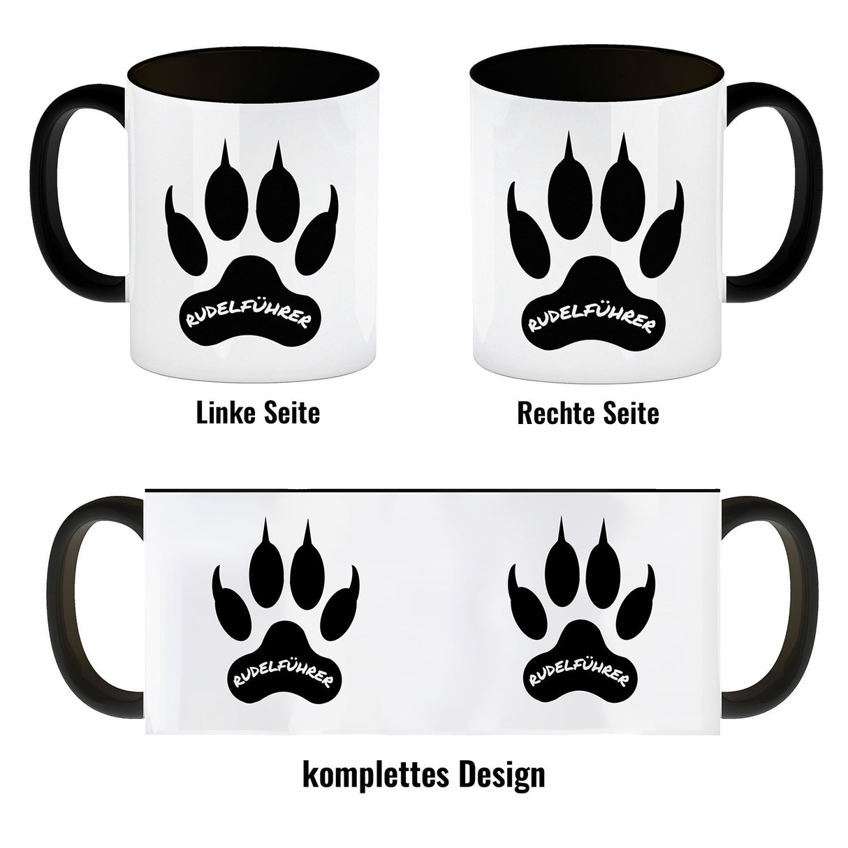 Rudelführer Pfotenabdruck Kaffeebecher mit Wolf Motiv