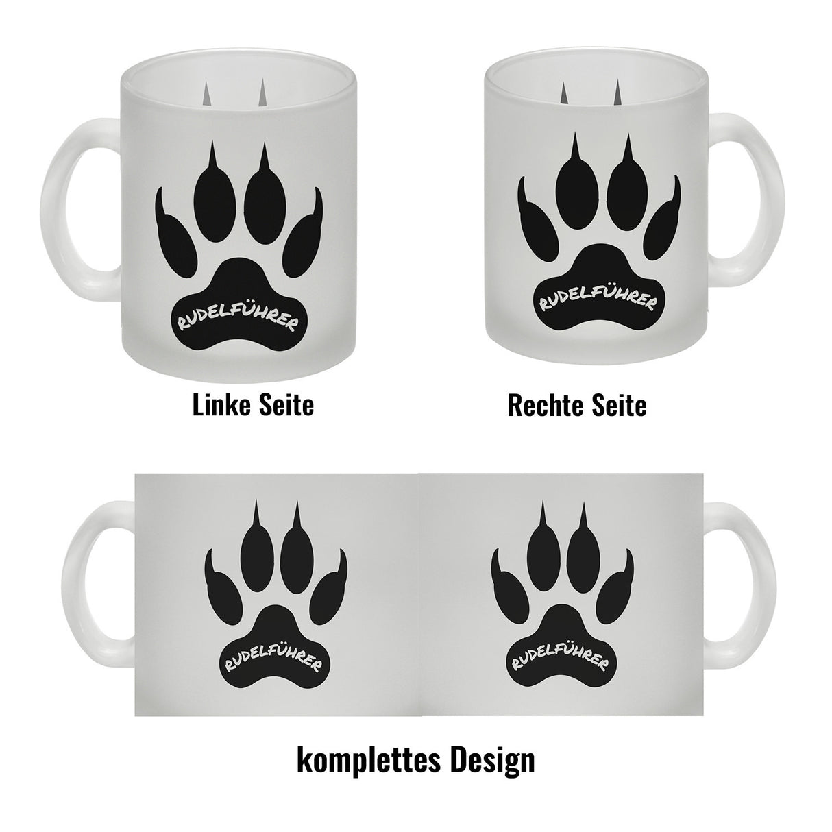 Rudelführer Pfotenabdruck Kaffeebecher mit Wolf Motiv