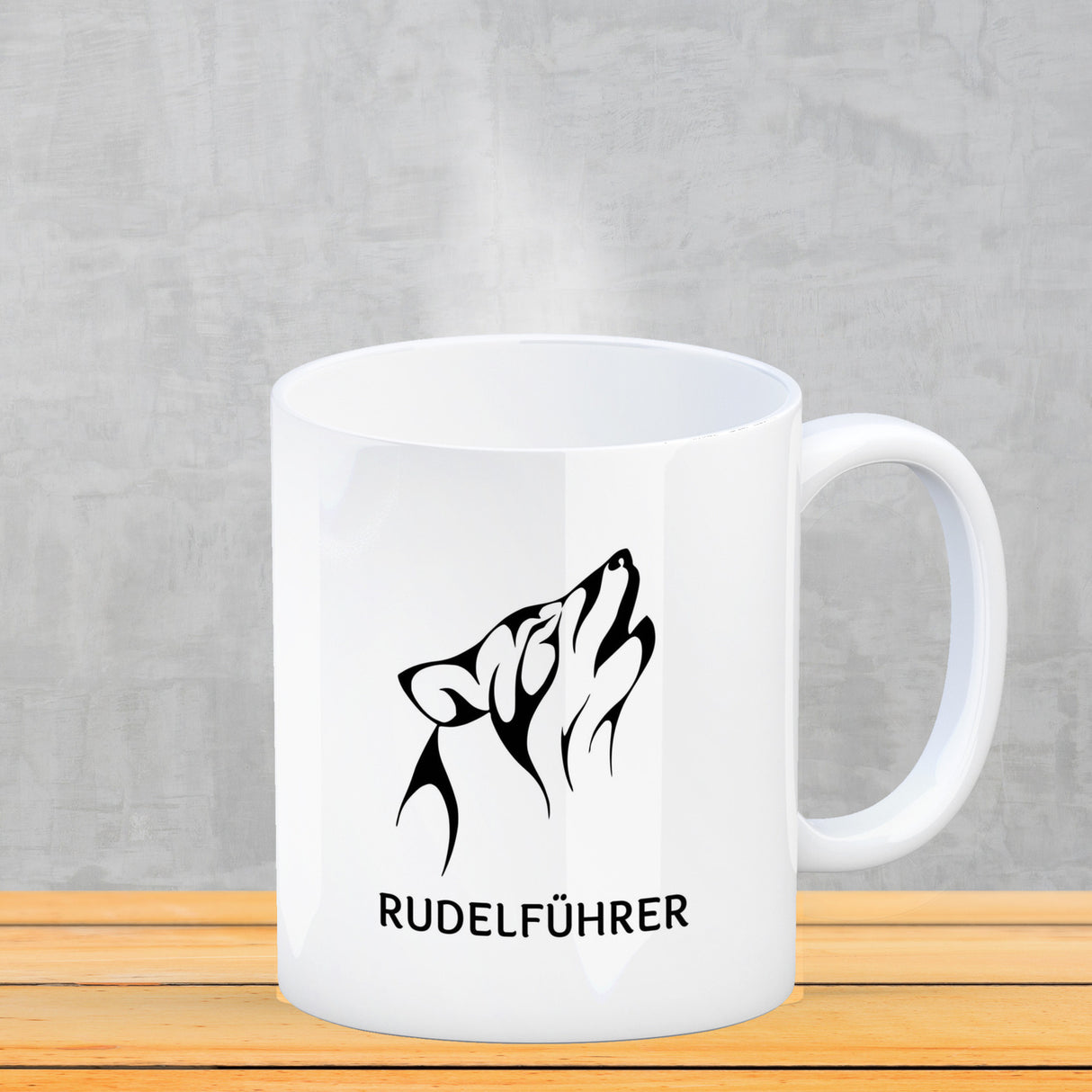 Rudelführer Pfotenabdruck Kaffeebecher mit Wolf Motiv