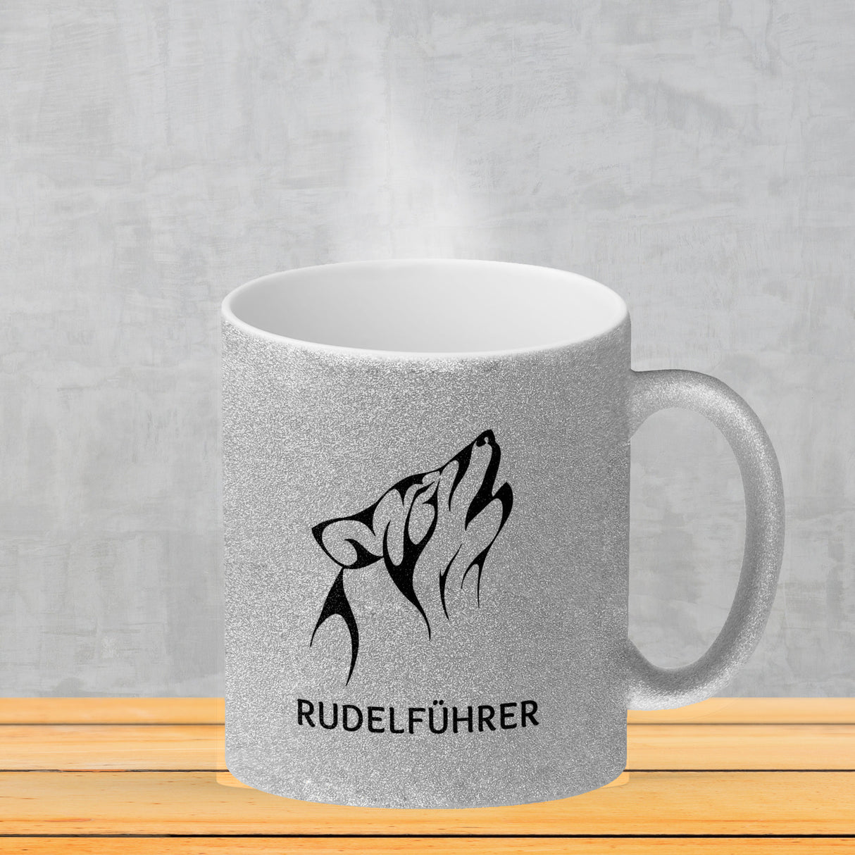 Rudelführer Pfotenabdruck Kaffeebecher mit Wolf Motiv