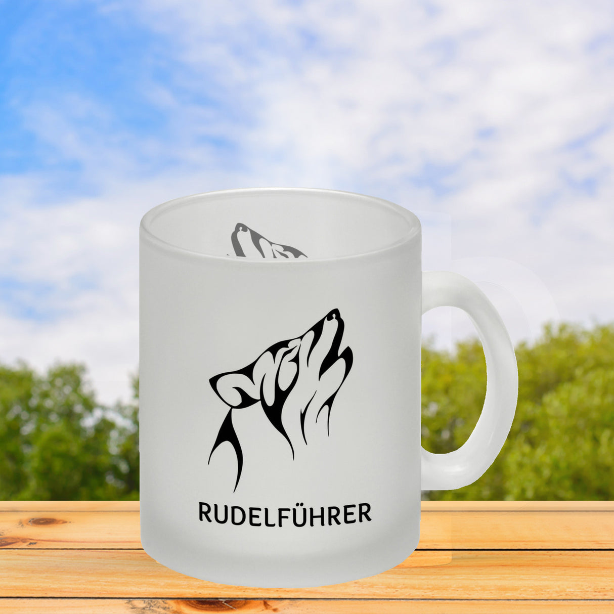 Rudelführer Pfotenabdruck Kaffeebecher mit Wolf Motiv