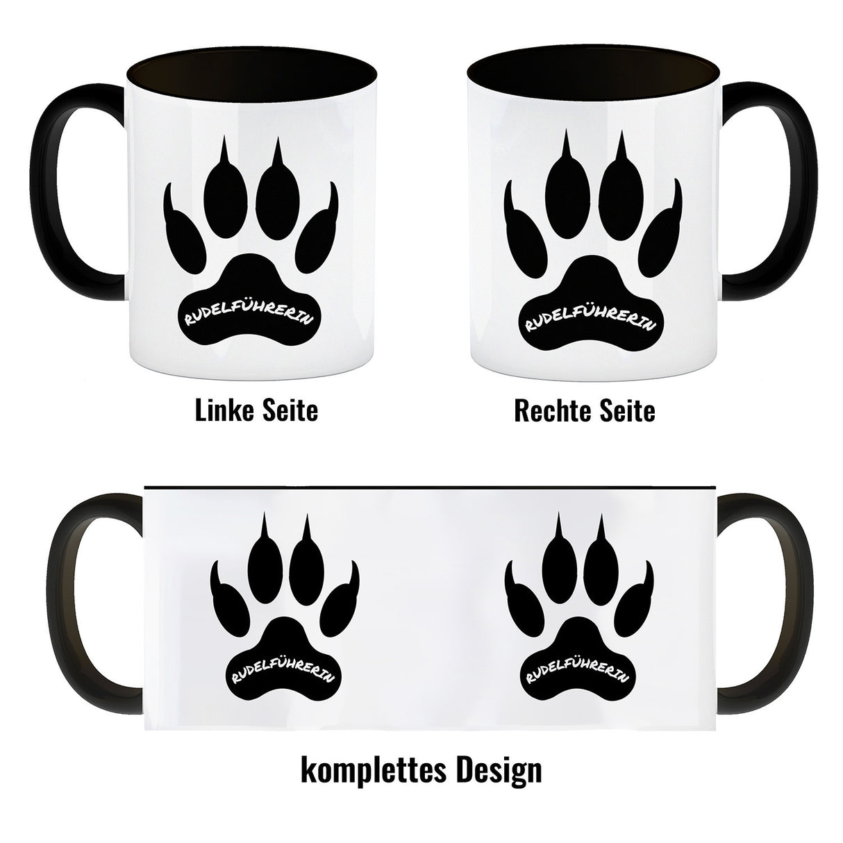 Rudelführerin Wolf Kaffeebecher mit Pfotenabdruck Motiv