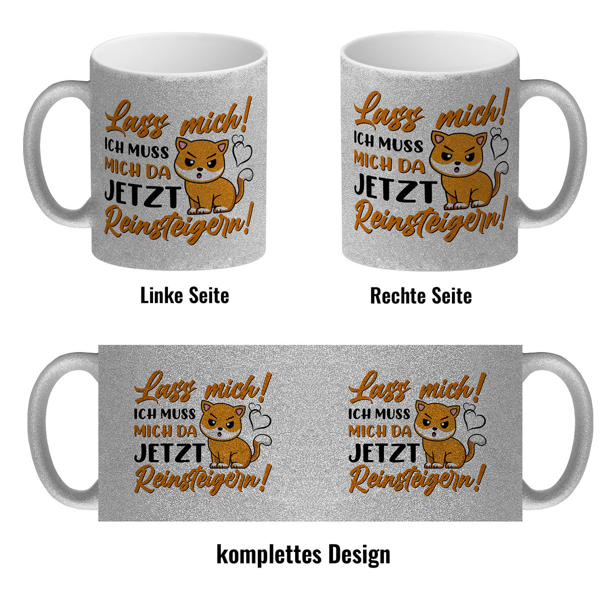 Lass mich! Ich muss mich da jetzt reinsteigern! Kaffeebecher mit Katze