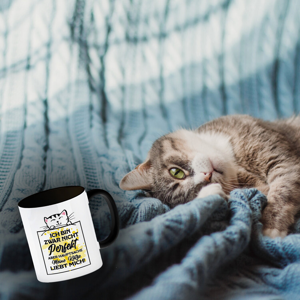 Meine Katze liebt mich Katzen Spruch Kaffeebecher für Katzenliebhaber