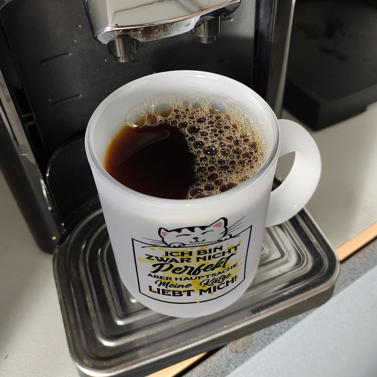 Meine Katze liebt mich Katzen Spruch Kaffeebecher für Katzenliebhaber