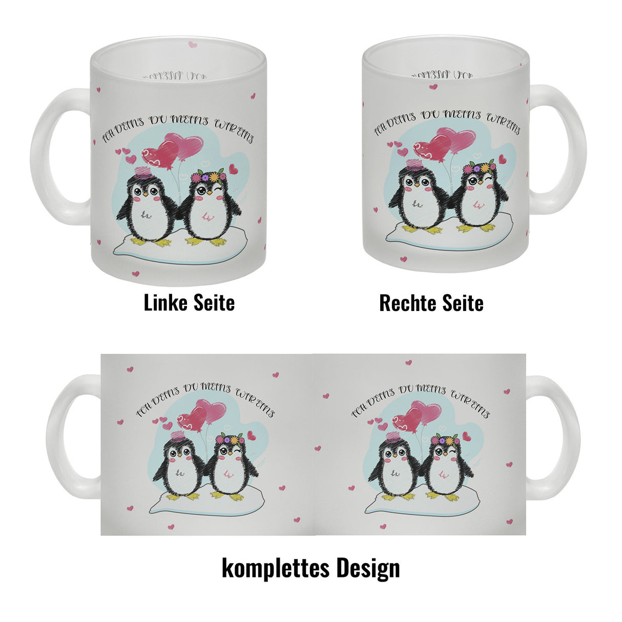 Pinguin Pärchen Kaffeebecher mit Spruch