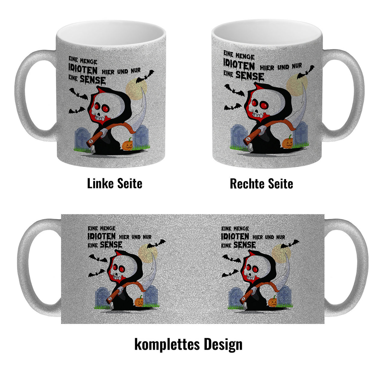 Sensenmann Halloween Kaffeebecher mit Spruch