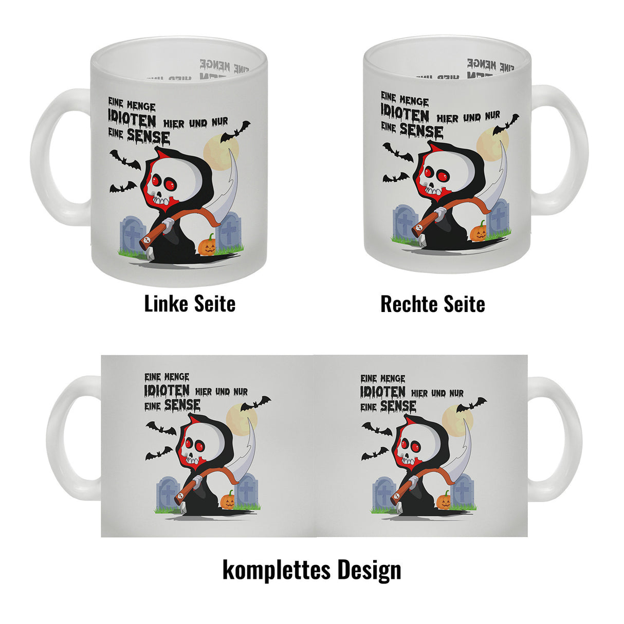 Sensenmann Halloween Kaffeebecher mit Spruch
