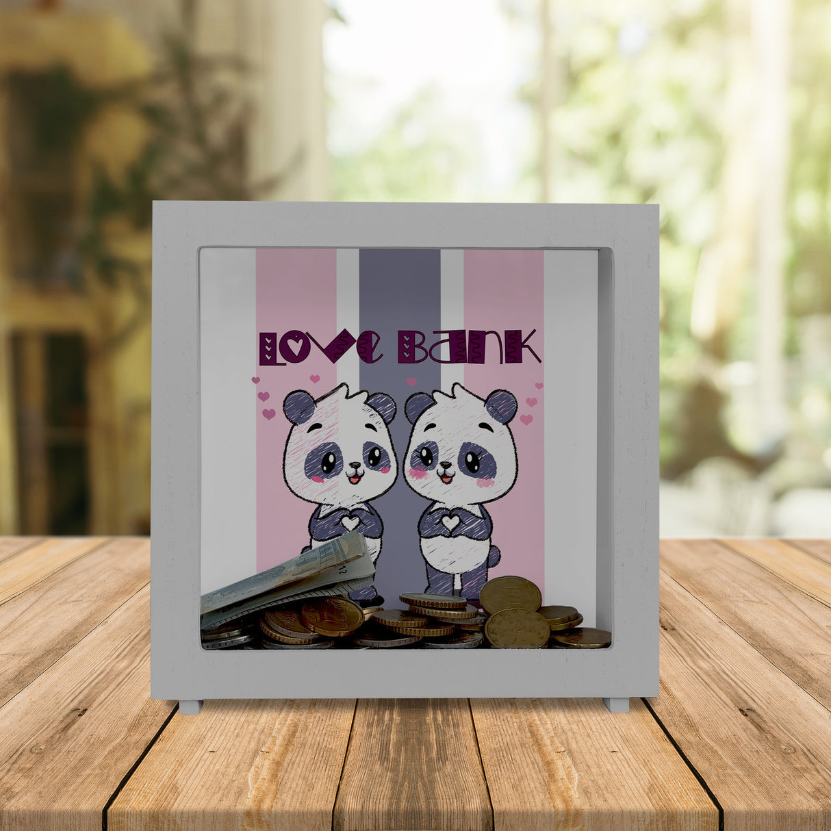 Panda Spardose mit Spruch Love Bank