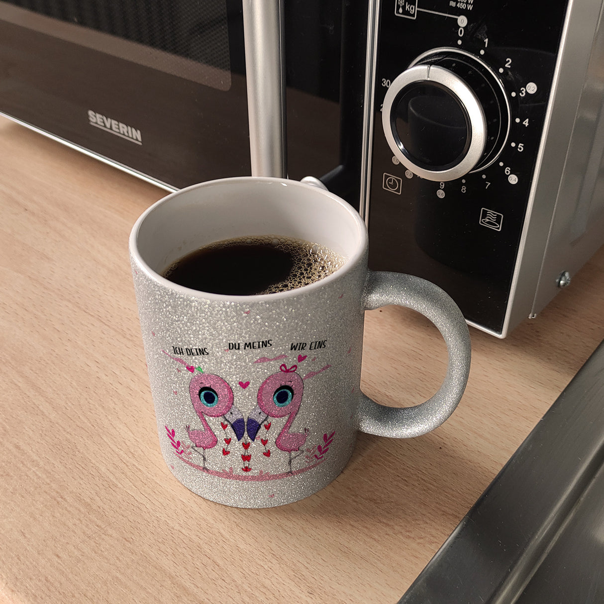 Flamingo Pärchen Kaffeebecher mit Spruch