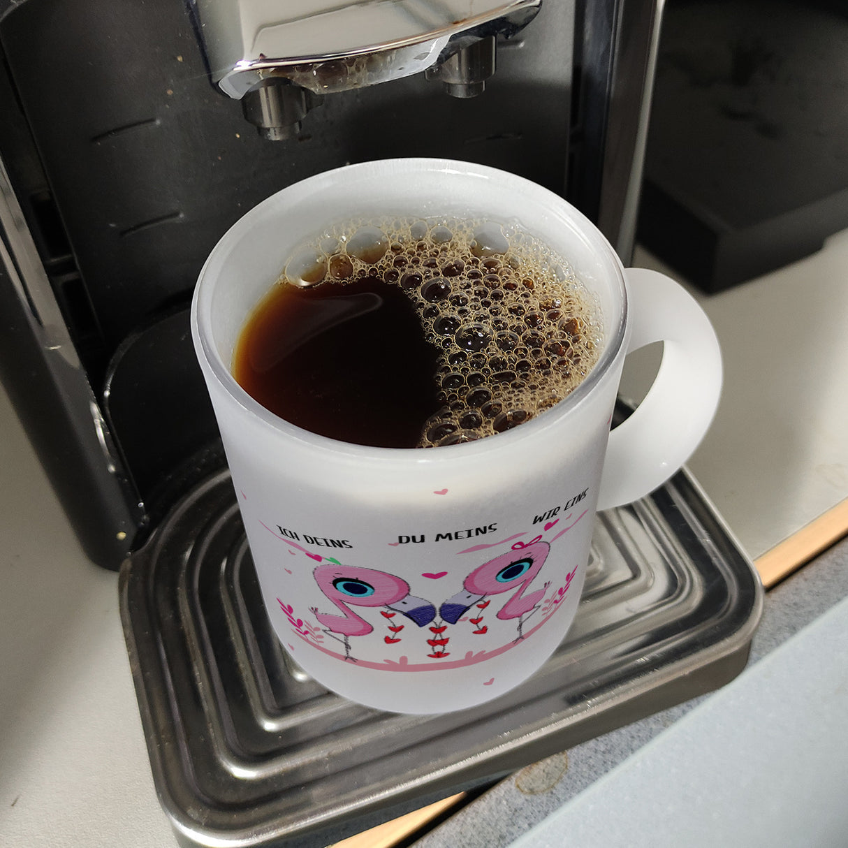 Flamingo Pärchen Kaffeebecher mit Spruch