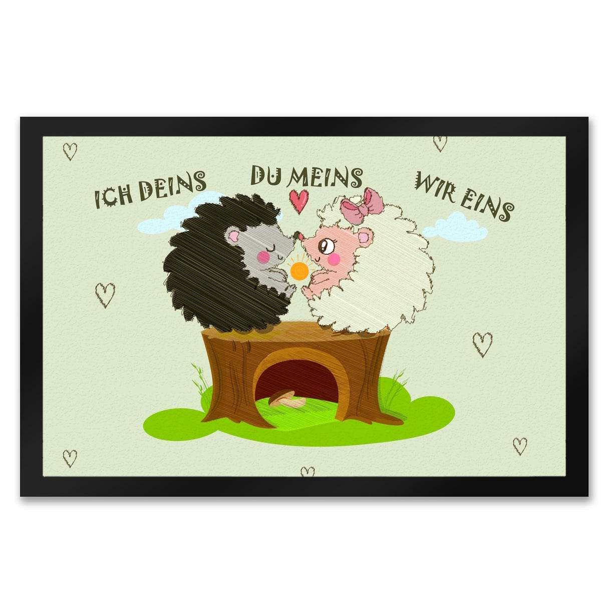 Igel Pärchen Fußmatte in 35x50 cm mit Spruch Ich deins du meins wir eins