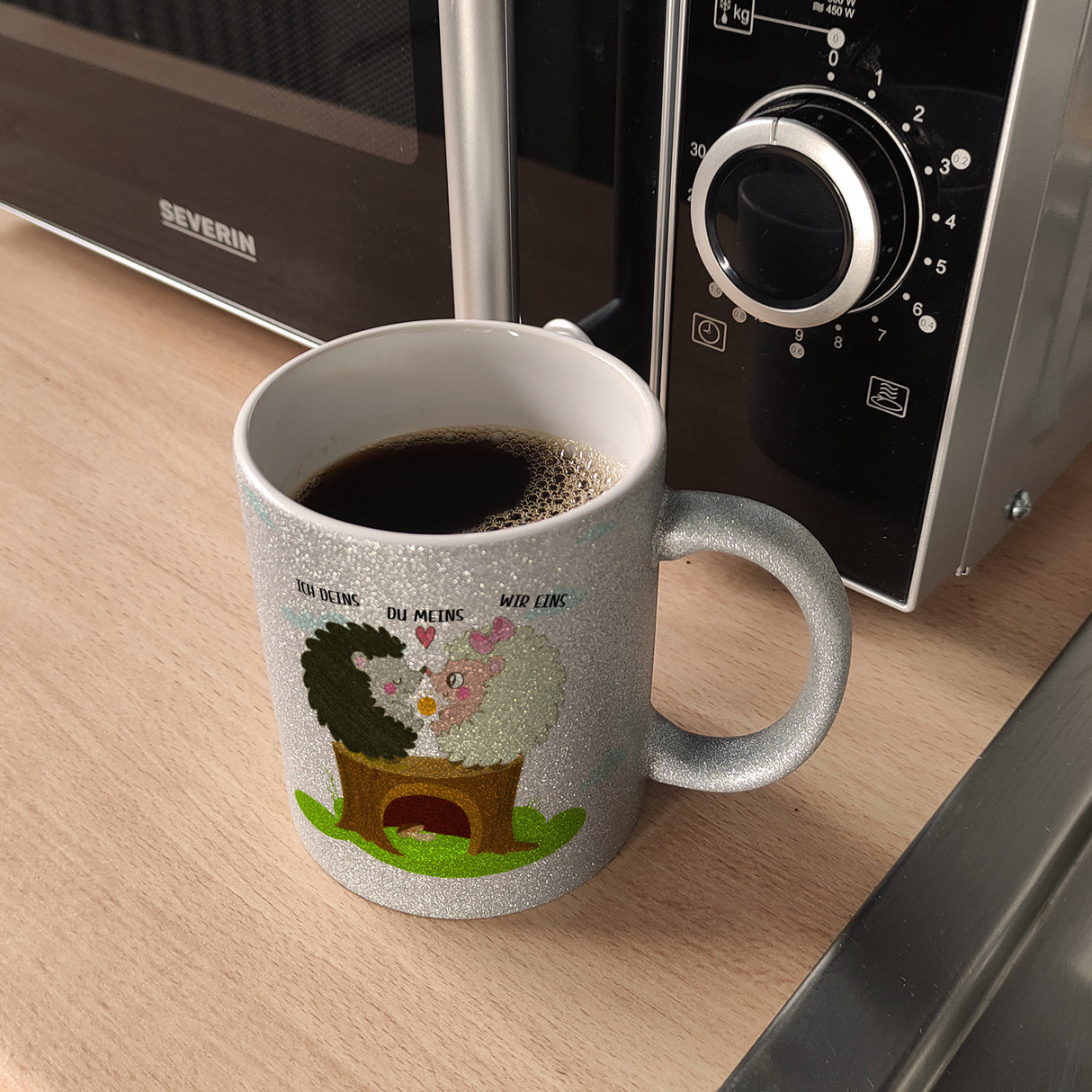 Igel Pärchen Kaffeebecher mit Spruch Ich deins du meins wir eins