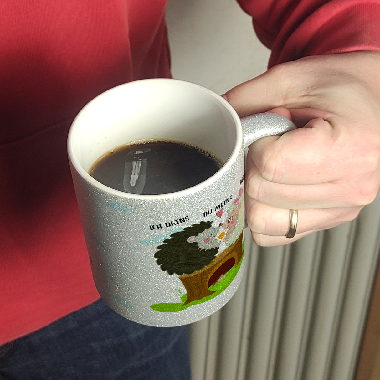 Igel Pärchen Kaffeebecher mit Spruch Ich deins du meins wir eins