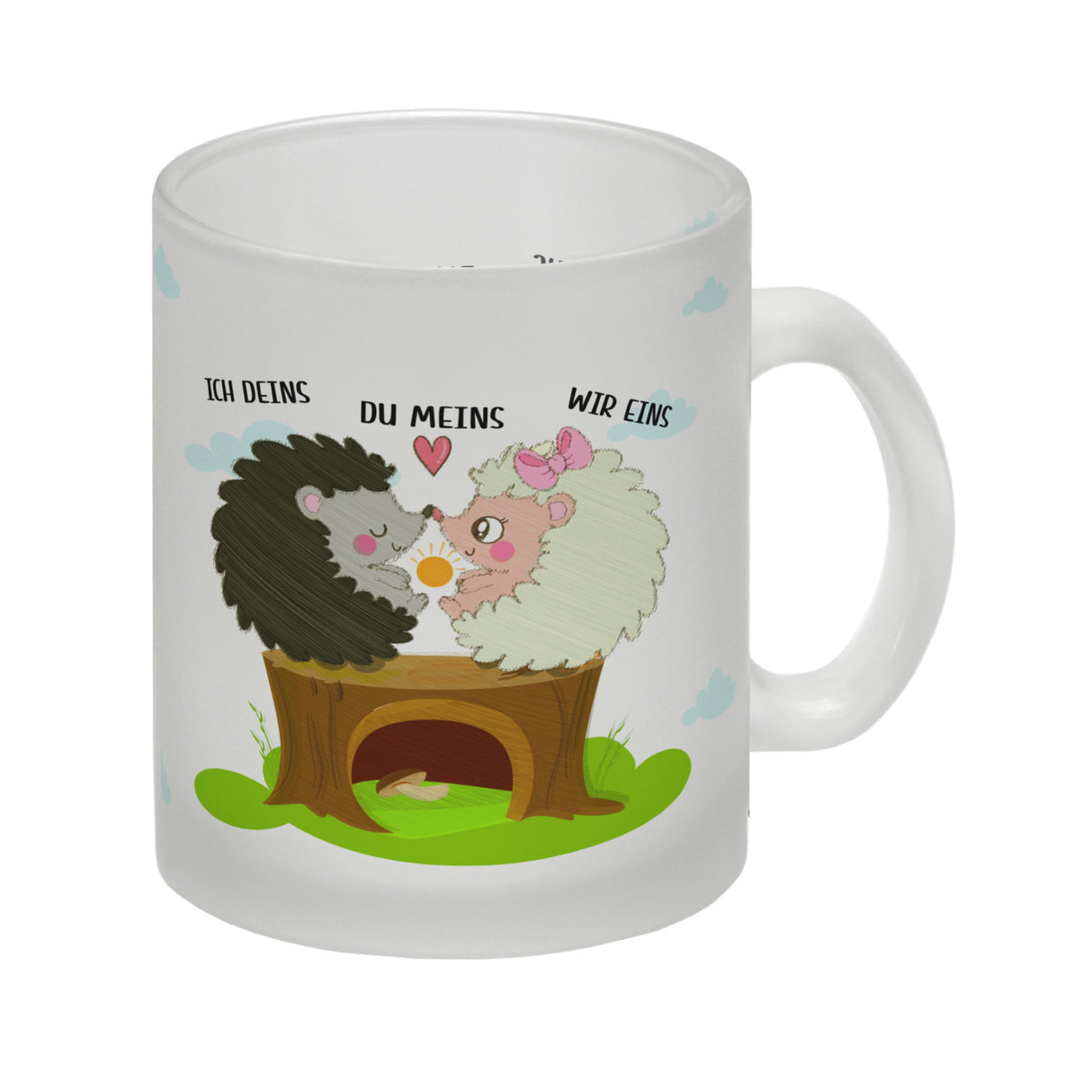 Igel Pärchen Kaffeebecher mit Spruch Ich deins du meins wir eins