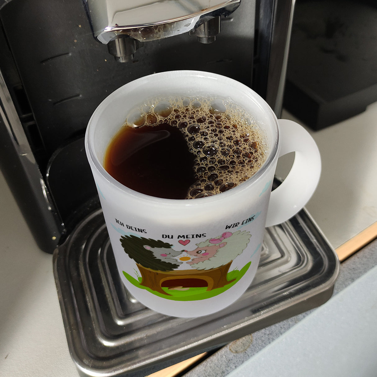 Igel Pärchen Kaffeebecher mit Spruch Ich deins du meins wir eins