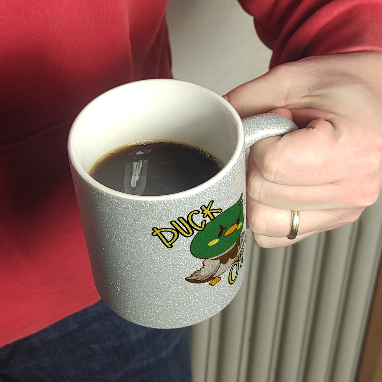 Enten Kaffeebecher mit Spruch DUCK OFF!