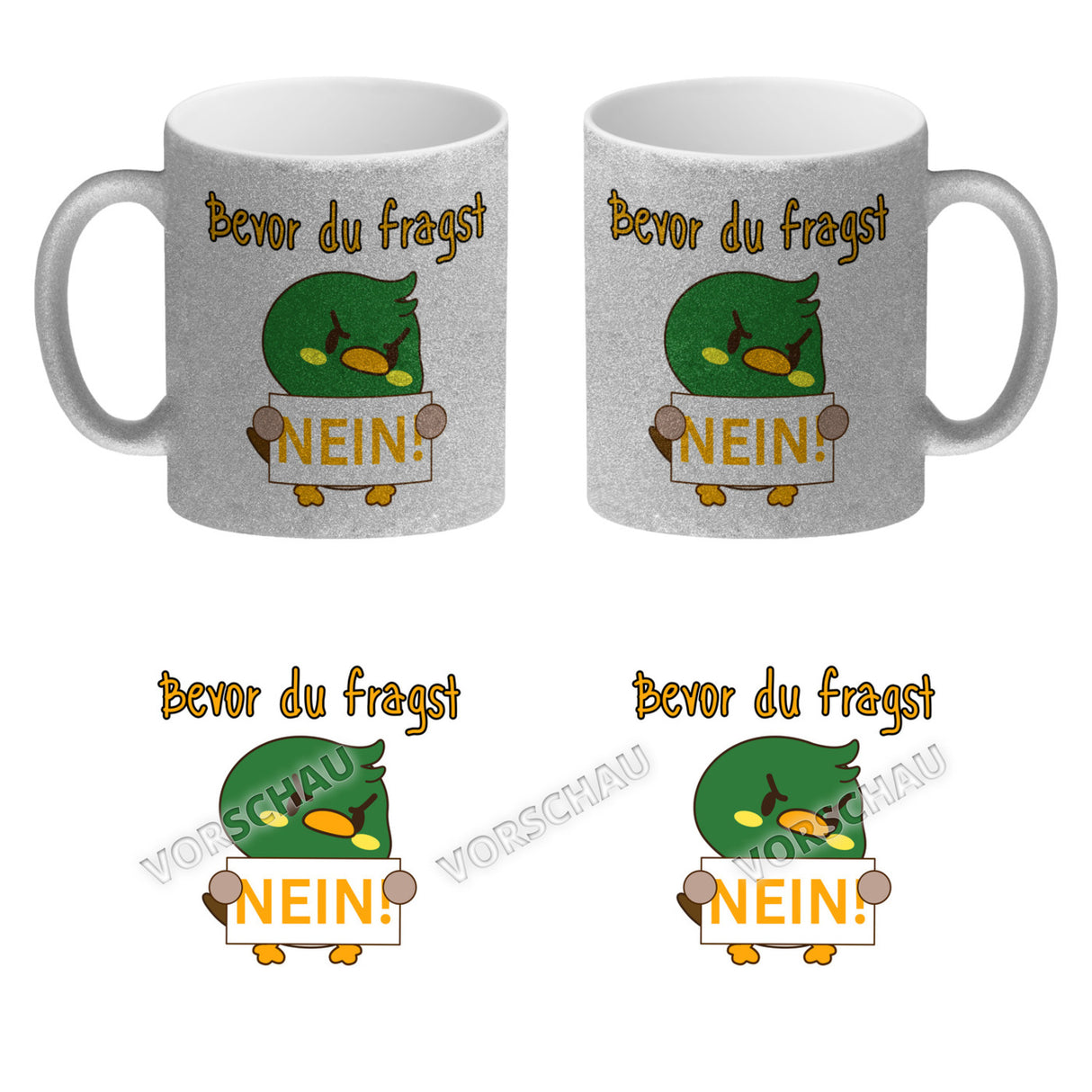 Enten Kaffeebecher mit Spruch BEFORE YOU ASK NO!