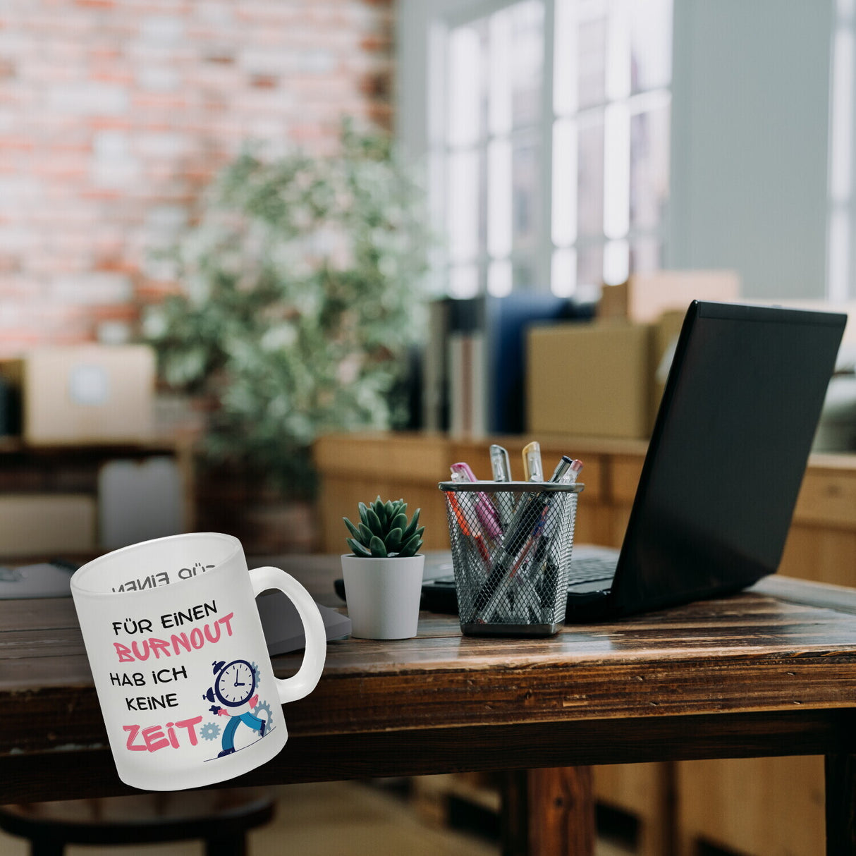 Büro Kaffeebecher mit Spruch Für einen Burnout keine Zeit in bunt