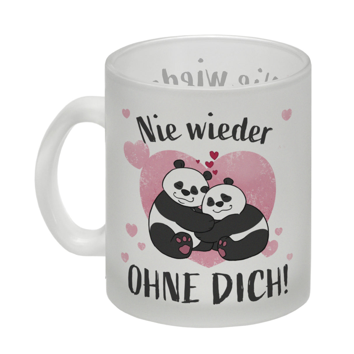 Panda Pärchen Kaffeebecher mit Spruch Nie wieder ohne dich
